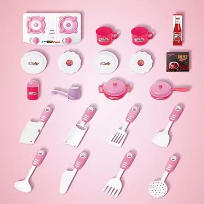 Kids-Up Battery Operated Pretend Kitchen Toy With Lights and Music Pink Set