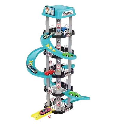 Kids-Up Car Track Toy 5 Floor Sliding Track With Garage Including Cars