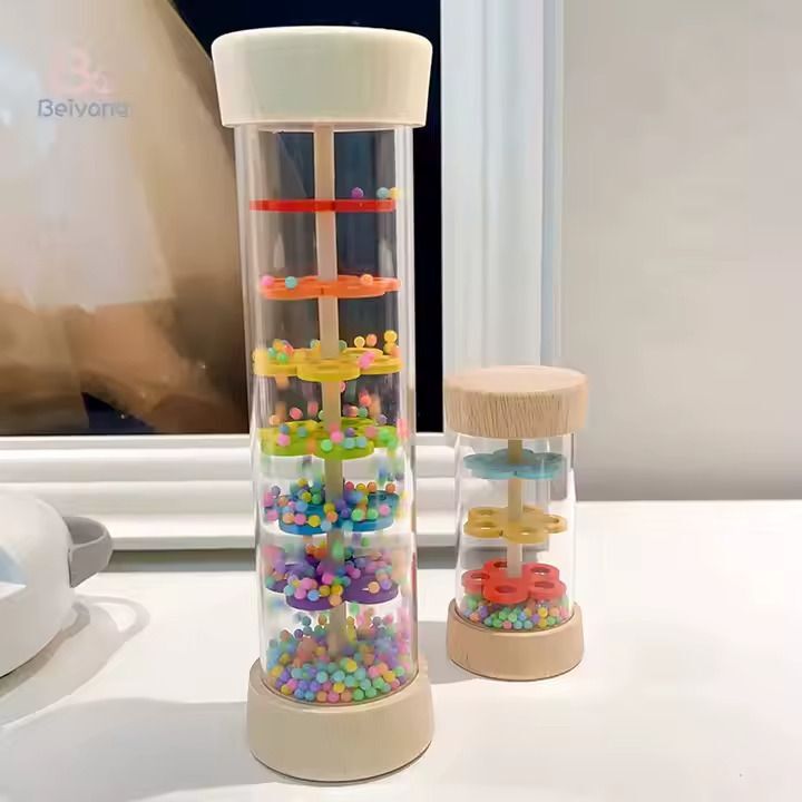 Babies-Up Wooden Rainmaker Shaker Toy Great For White Noise 13cm