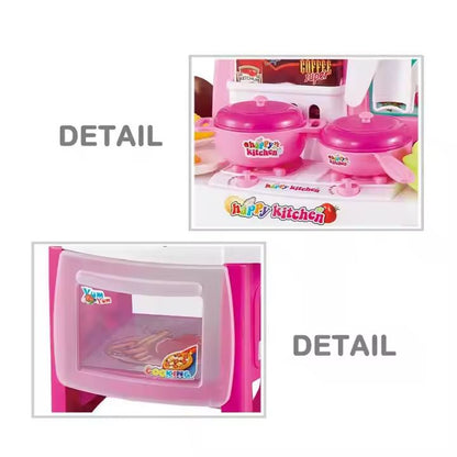 Kids-Up Battery Operated Pretend Kitchen Toy With Lights and Music Pink Set
