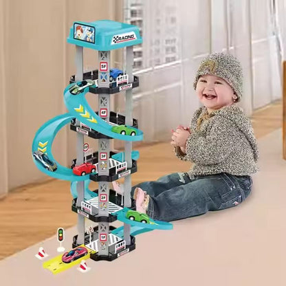 Kids-Up Car Track Toy 5 Floor Sliding Track With Garage Including Cars