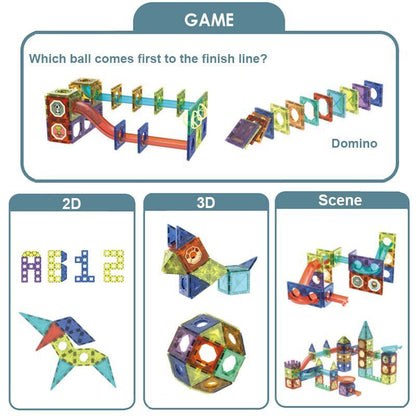 Kids-Up LED Magnetic Building Blocks Light Up 3D Pipes Marble Run 86 Pieces