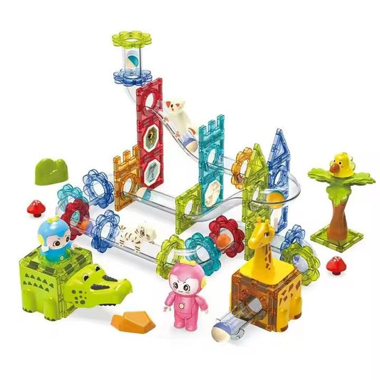 Kids-Up 223 PCS DIY STEM Dinosaur Paradise Magnetic Marble Run Educational