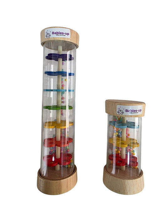 Babies-Up Wooden Rainmaker Shaker Toy Great For White Noise Set 20cm and 13cm