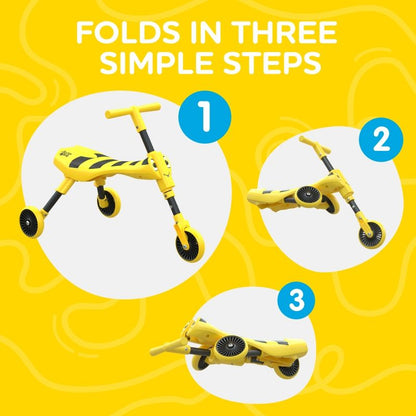 Stable, non-scratch caster wheels on the Scuttlebug Bumblebee trike
