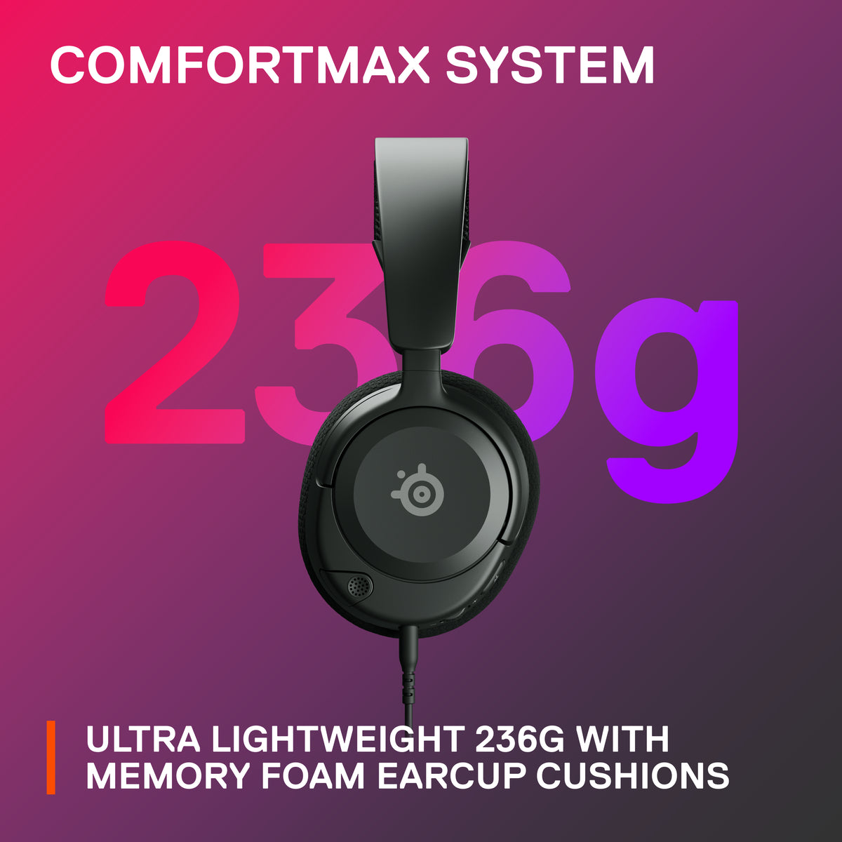 Detail view of volume dial and mic mute button on SteelSeries Arctis Nova 1 earcup