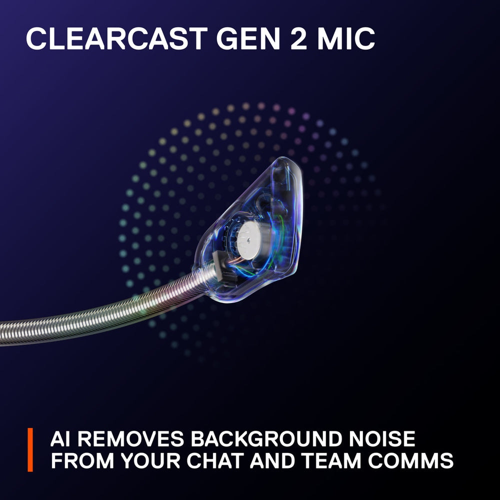 Close-up view of fully retractable ClearCast Gen 2 noise-canceling mic on Arctis Nova 3