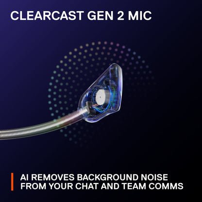 Close-up view of fully retractable ClearCast Gen 2 noise-canceling mic on Arctis Nova 3