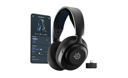 Side profile view of white SteelSeries Arctis Nova 5P headset showing headband