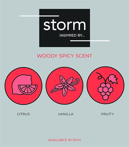Olfactory notes of Perfume Box Storm showing Apple, Patchouli, and Vanilla