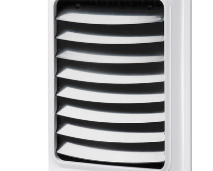 Front view showing adjustable directional slats and oscillating louver output on Taurus R850