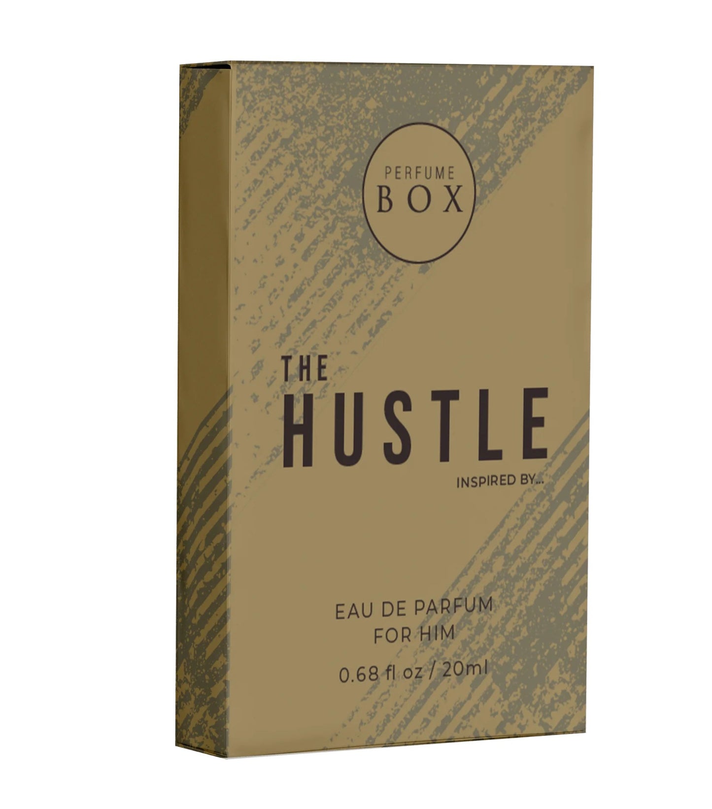 The complete retail perfume box and bottle presentation of The Hustle For Him