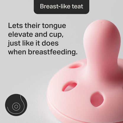 Open microwave steriliser travel pod containing two breastlike 6-18M soothers