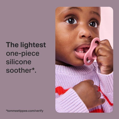 Texture detail highlighting dust-repellent matte silicone on Tommee Tippee pacifier