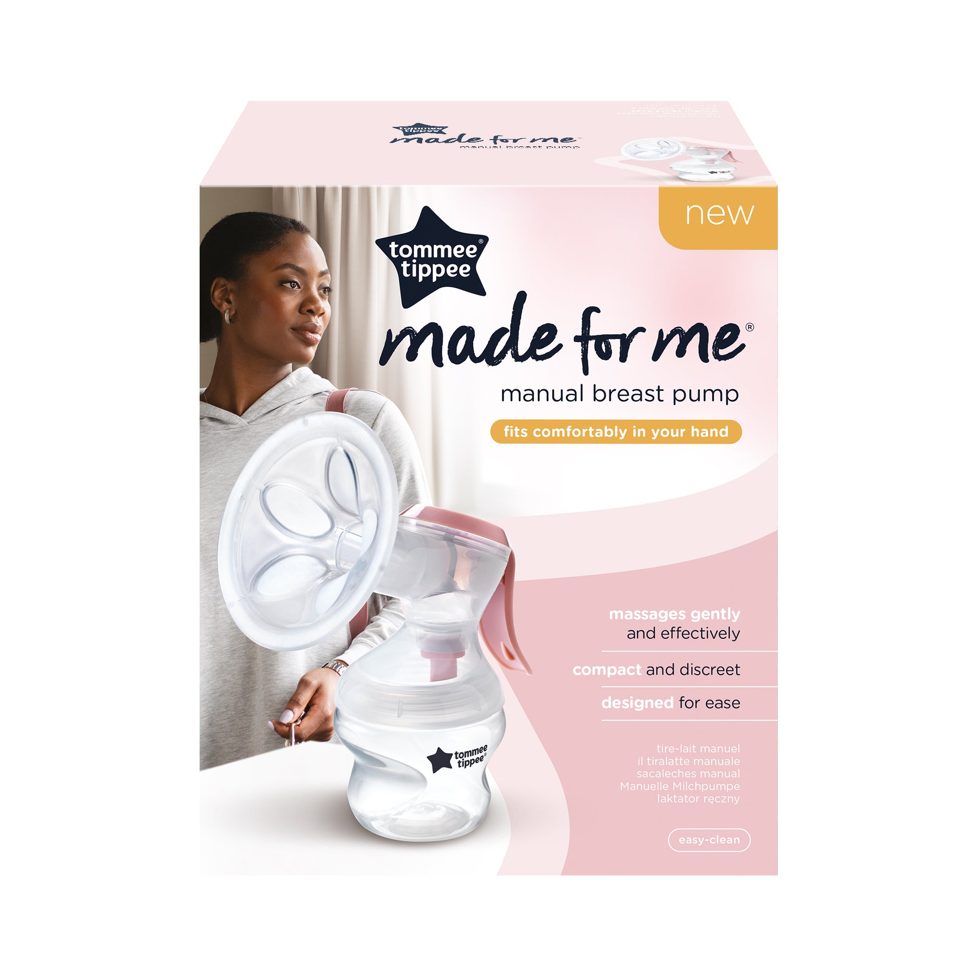 Tommee Tippee Made for Me ergonomic manual breast pump with bottle