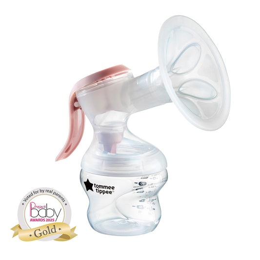 Tommee Tippee Made for Me ergonomic manual breast pump with bottle