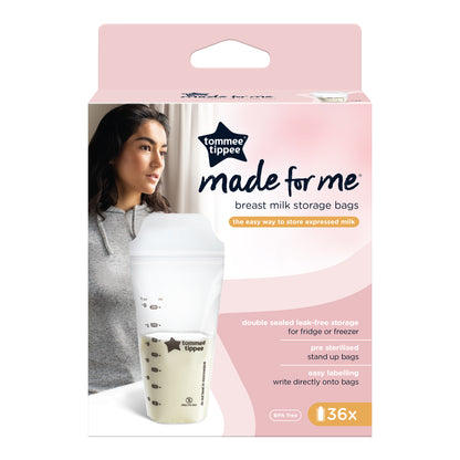 Tommee Tippee Natural Start breast milk storage bags 36-pack box