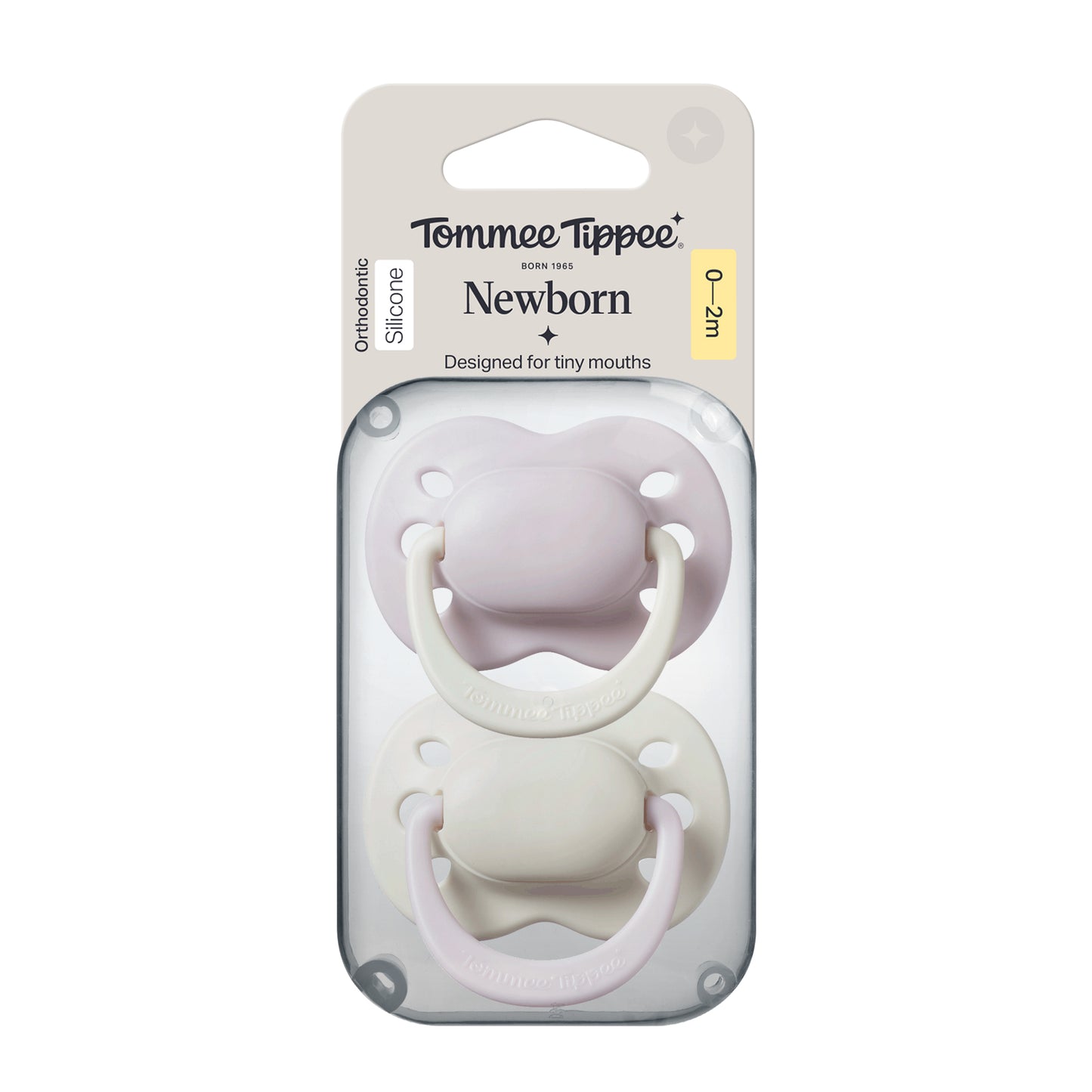 Detail of 6 airflow holes on curved shield of Tommee Tippee 0 to 2 month dummy