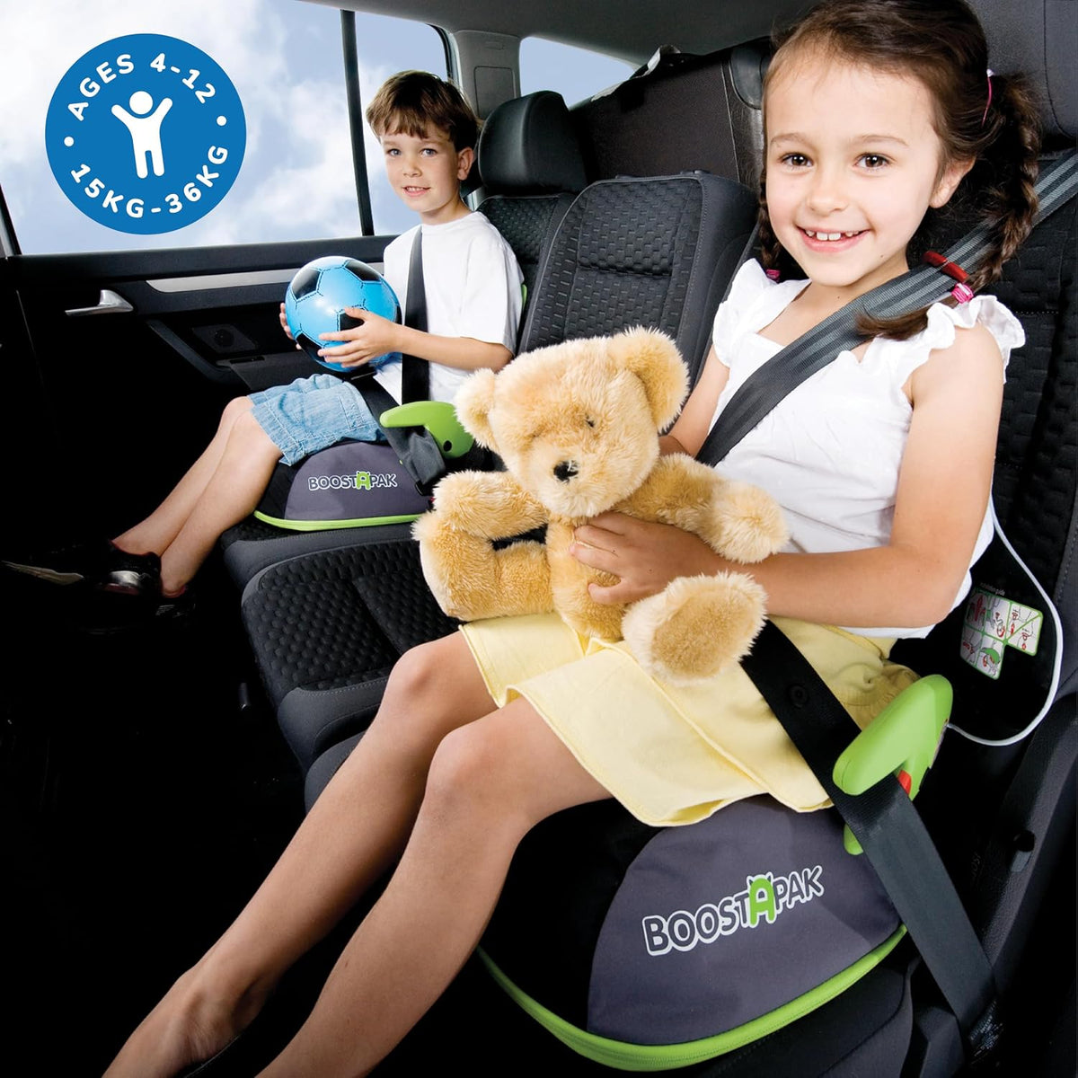 Close-up view of fold-out armrest seatbelt routing guide on Trunki BoostApak