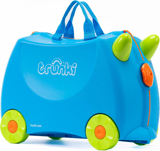 Trunki children ride-on suitcase Terrance blue main front view