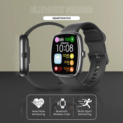 Infographic illustrating wrist-based Bluetooth calling on Volkano Elevate smartwatch
