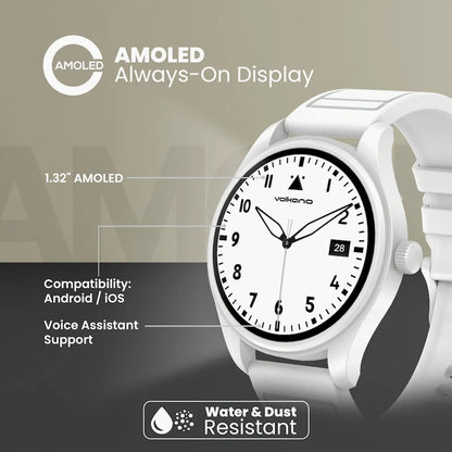 Rear view of Volkano Eon watch showing HR3918 heart rate sensor and 4-pin magnetic charging port
