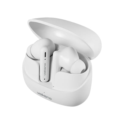 Volkano Jupiter Series TWS true wireless earphones in charging case front view