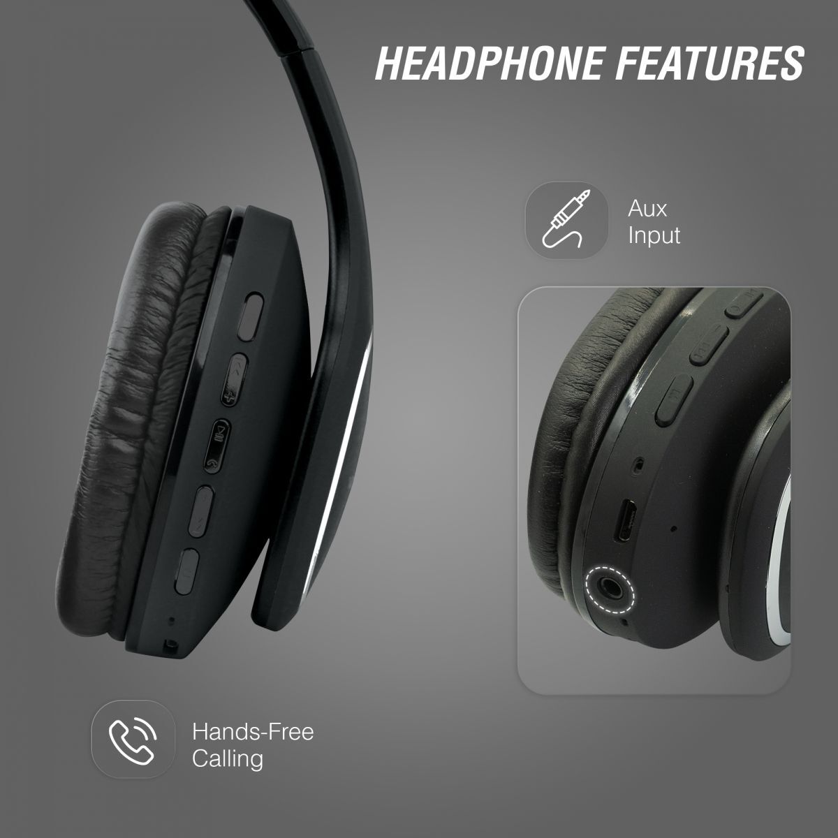 Infographic highlighting 45 hour playtime and USB-C charging specifications