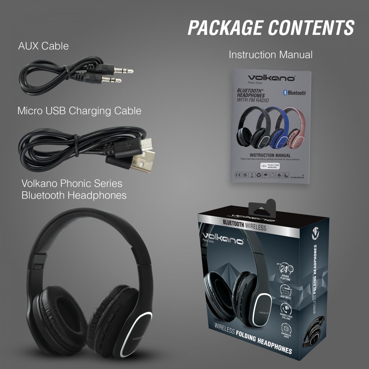 Infographic highlighting 45 hour playtime and USB-C charging specifications