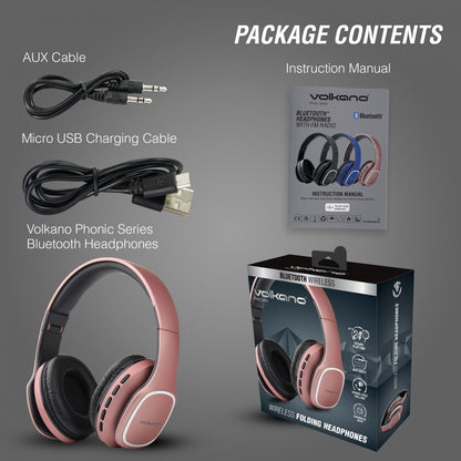 Official retail box packaging for Volkano Phonic Series Bluetooth headphones
