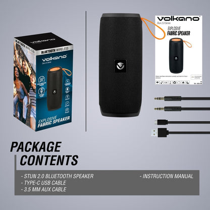 Side 45 degree angle profile of Volkano Stun 2.0 portable 10W speaker