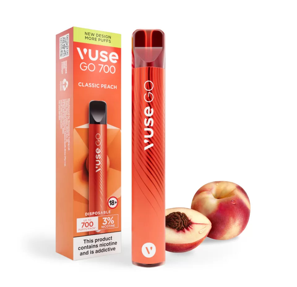 VUSE GO 700 Puffs CLASSIC PEACH Disposable vape 3%