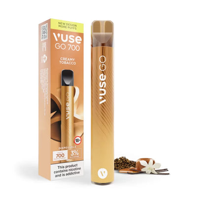 VUSE GO 700 Puffs CREAMY TOBACCO Disposable vape 3% Pack of 2
