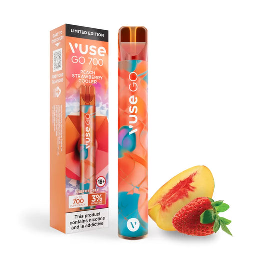 VUSE GO 700 Puffs PEACH STRAWBERRY COOLER Disposable vape 3%