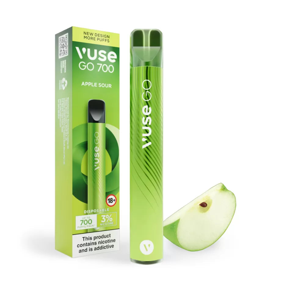 VUSE GO 700 Puffs APPLE SOUR Disposable vape 3% Pack of 2