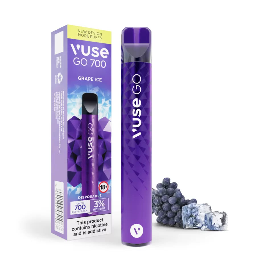 VUSE GO 700 Puffs GRAPE ICE Disposable vape 3%