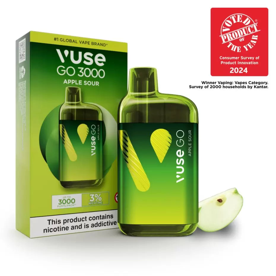 VUSE GO 3000 Puffs APPLE SOUR Disposable Vape 3%