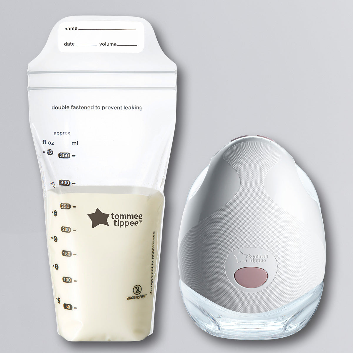 Tommee Tippee single wearable breast pump and milk storage bags bundle