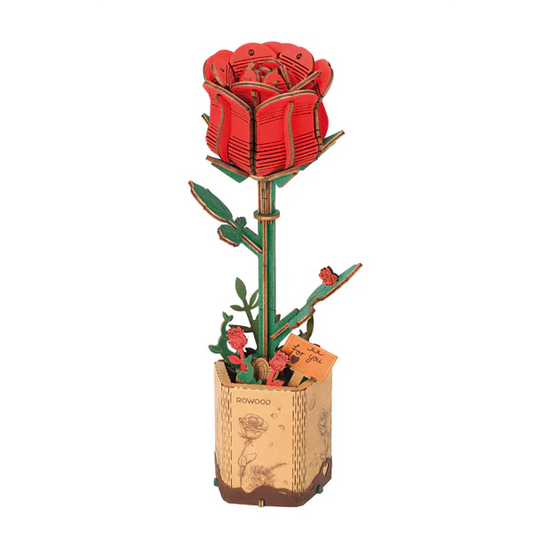 Robotime Red Rose Flower Bouquet Series DIY 3D Wooden Puzzle