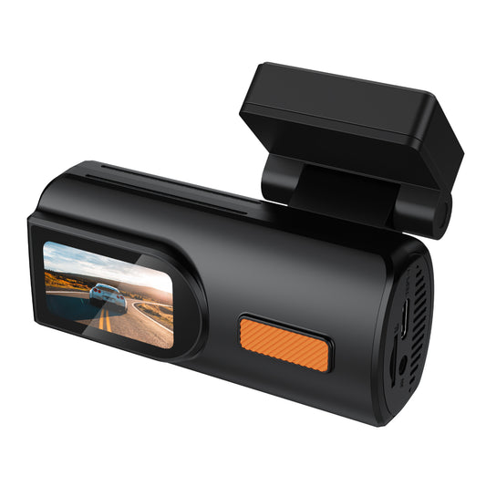 WINX TRACK Pro 2K Dash Cam in black showing the lens, mount, and compact body on a clean background