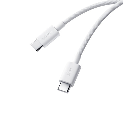 Xiaomi 3A braided USB Type-C to USB Type-C cable 1m white coiled on clean background