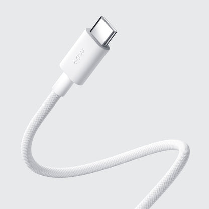Xiaomi 1m braided USB Type-C cable connected to a smartphone for 60W fast charging