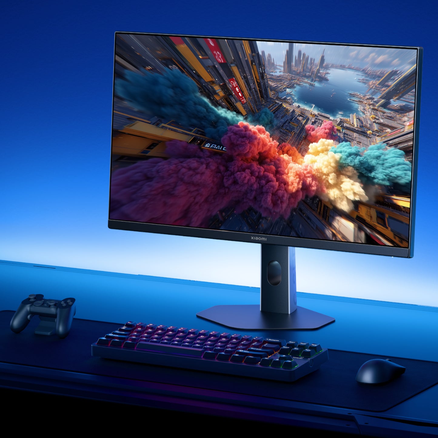 Two Xiaomi G27i 27 inch 200Hz gaming monitors in a multi display workstation setup