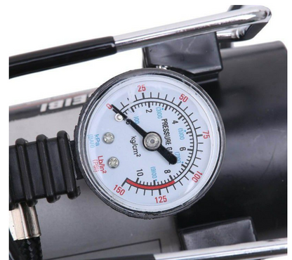 It is a small 12-volt portable air compressor with an anti-skid handle.
Superior performance, one type of design, easy operation.
These high-quality pumps feature metal components and are designed to withstand years of use.
Great for camping, long trip, self-driving travel, etc.
High precision pressure measuring, a wide range of applications.
ABS heat shield to make the machine work safely.

Specifications:

Material: metal + ABS
Color: black &amp; silver
Size: 16 x 8 x 14cm
Gas tube length: 0.6m
Power cabl