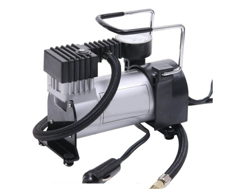 It is a small 12-volt portable air compressor with an anti-skid handle.
Superior performance, one type of design, easy operation.
These high-quality pumps feature metal components and are designed to withstand years of use.
Great for camping, long trip, self-driving travel, etc.
High precision pressure measuring, a wide range of applications.
ABS heat shield to make the machine work safely.

Specifications:

Material: metal + ABS
Color: black &amp; silver
Size: 16 x 8 x 14cm
Gas tube length: 0.6m
Power cabl