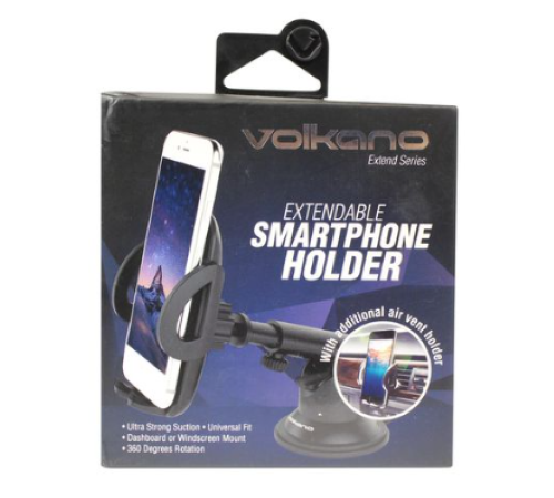 Volkano Extendable Car Phone Holder with Suction & Vent - Extend Series