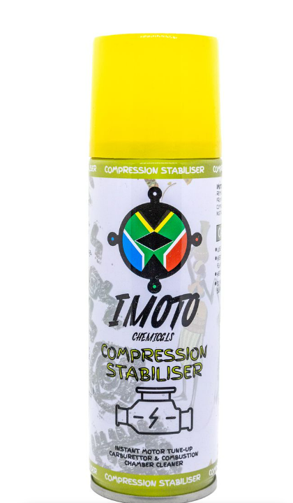 IMOTO Compression Stabiliser - 240ml
Instant motor tune-up
Removes gum and varnish deposits from carburettor throat and combustion intake systems
Frees sticking valves and sluggish compression
Cleans dirty spark plugs
Reduces pollution and improves mileage

What's in the box
1 x 240ml Compression Stabiliser