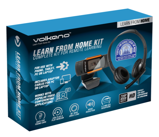 Volkano Learn from Home Kit, 720 Webcam, Headset