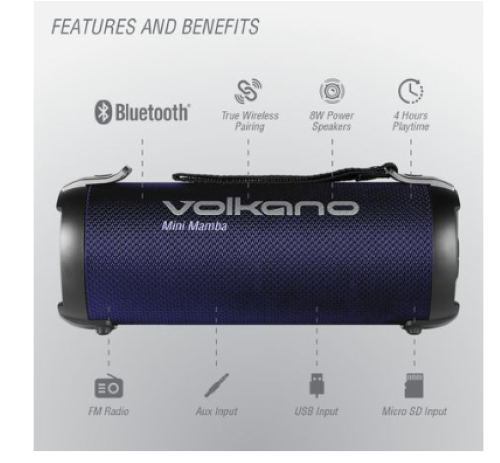 Volkano Bluetooth Speaker - Mini Mamba Series