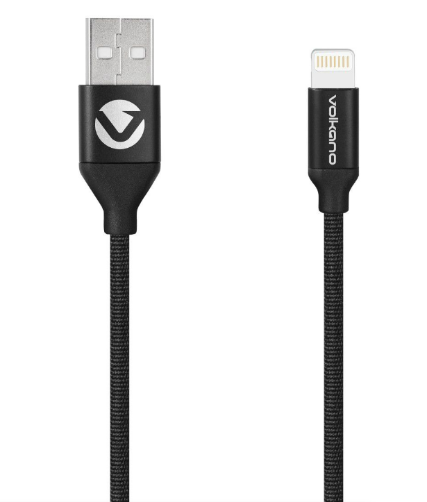 Volkano MFI Lightning Cable - Weave Series - 1.2m - Black